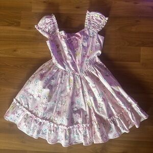 Disney Aristocats Marie Ruffle Pink Bow Print Midi Dress